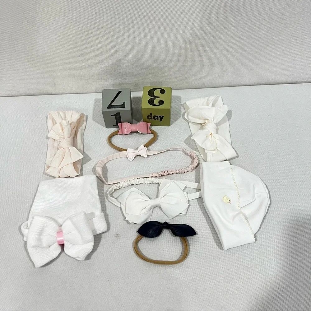 Baby Newborn Number Blocks Set & Headband Accessories for Photos Memories Girl